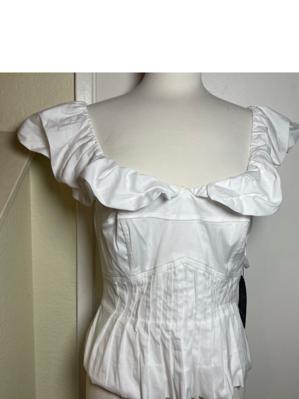 White House Black Market Ivory Blouse with Gathered Neck